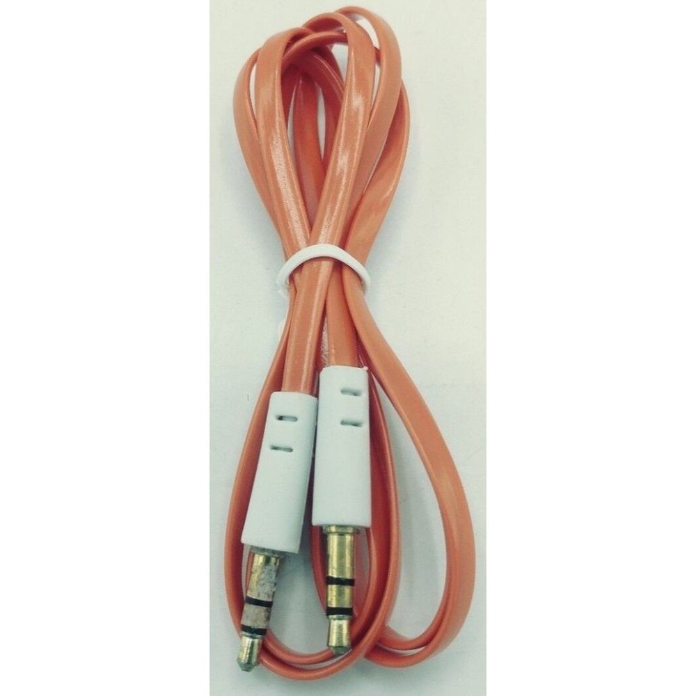 3.5mm Stereo Auxiliary Male to Male Flat Audio Music Aux Cable Cord Orange 3 ft.
